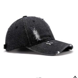 Distressed Black Denim Cap - NWOT Unisex
